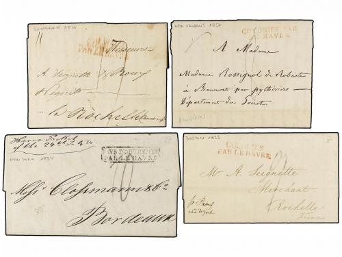 ✉ ESTADOS UNIDOS. 1814-36. 8 letters from NEW YORK, BOSTON, 