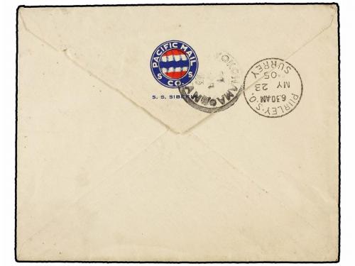 ✉ JAPON. 1905. KIOTO to SURREY (Great Britain). 1 sen., 1 1/