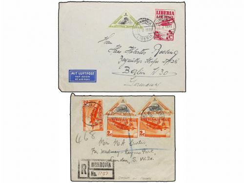 ✉ LIBERIA. 1939. Four AIR MAIL covers to Europe. 
