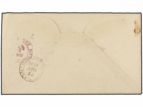 ✉ TONGA. 1925. NUKUALOFA to USA. 1 d. and 5 d. stamps, arriv