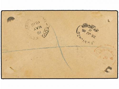 ✉ TONGA. 1916. NUKUALOFA to GREAT BRITAIN. 3 d., 4 d. and 5 