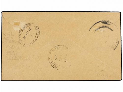 ✉ TONGA. 1916. NUKUALOFA to GREAT BRITAIN. 3 d., 4 d. and 5 