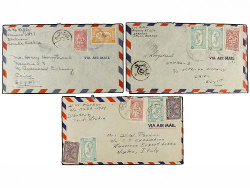 ✉ ARABIA SAUDI. 1950-55. Lot of 15 covers send to Egypt, Ita