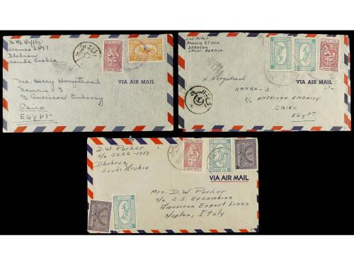 ✉ ARABIA SAUDI. 1950-55. Lot of 15 covers send to Egypt, Ita