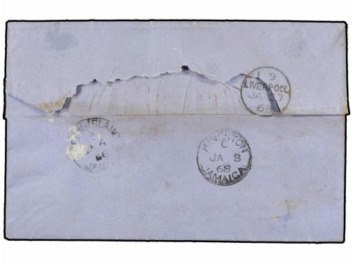 ✉ JAMAICA. 1868. GREEN ISLAND to GREAT BRITAIN. Entire lette