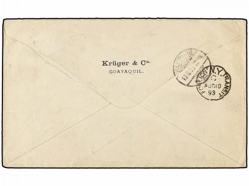 ✉ ECUADOR. 1898. GUAYAQUIL a ALEMANIA. Circulado con dos sel
