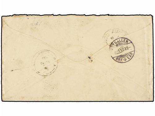 ✉ BOLIVIA. 1897. COCHABAMBA a SUIZA. Entero Postal de 10 ctv