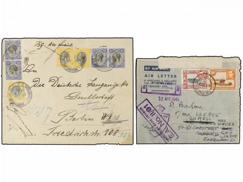 ✉ KENIA. 1932-45. Three AIR MAIL covers to England, South Af