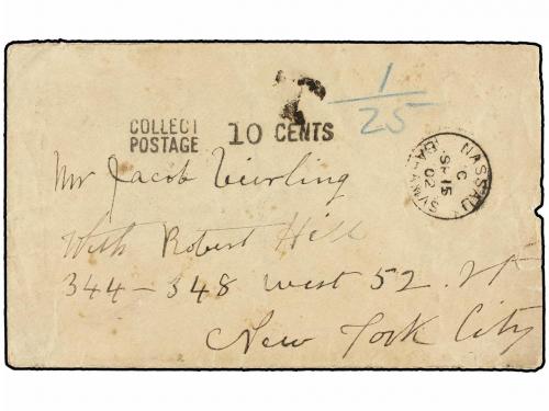 ✉ BAHAMAS. 1902. NASSAU to NEW YORK. Envelope send unfranked