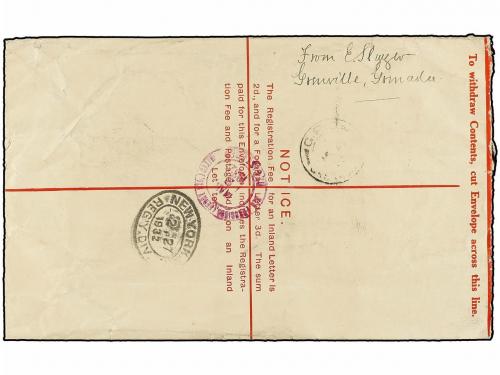 ✉ GRENADA: GRENADINAS. 1932. GRENADA to USA. 3 pence registe