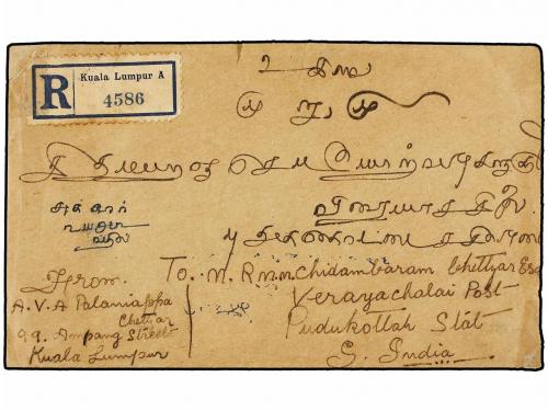 ✉ MALAYA. 1929. NEGAPATAM to INDIA franked on reverse with 3