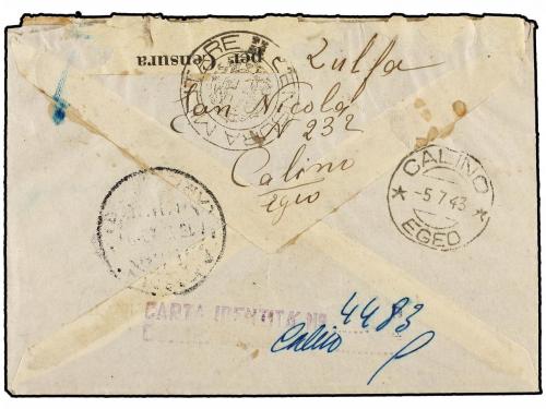 ✉ ITALIA: EGEO (Colonia italiana). 1943. CALINO to ATHENAS. 