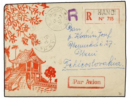 ✉ VIETNAM DEL NORTE. Mi. 24, 35, 44 (2), 54A. 1957. HANOI to