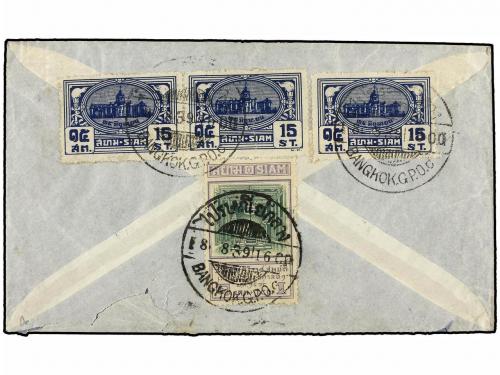 ✉ TAILANDIA. 1939. BANGKOK to LONDON. Air Mail cover franked