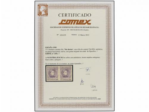 ** ESPAÑA. Ed. 245s. 15 cts. castaño lila. Pareja SIN DENTAR