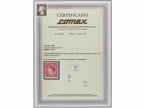 * ESPAÑA. Ed. 69. 2 cuartos carmín. Color y márgenes excepci