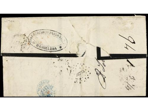 ✉ ESPAÑA. Ed. 68 (2). 1864. BARCELONA a AREQUIPA (Perú). 2 r