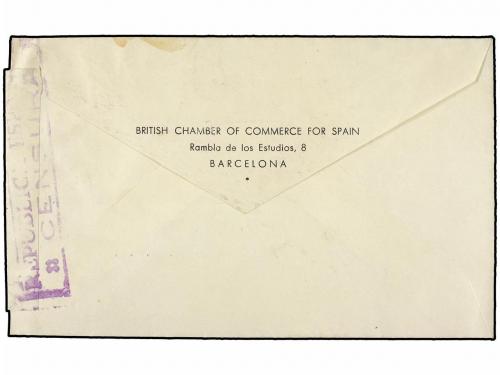 ✉ ESPAÑA GUERRA CIVIL. 1937. BARCELONA a LONDRES. 50 ctos. a