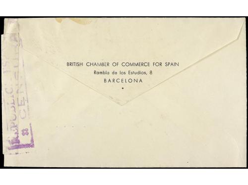 ✉ ESPAÑA GUERRA CIVIL. 1937. BARCELONA a LONDRES. 50 ctos. a