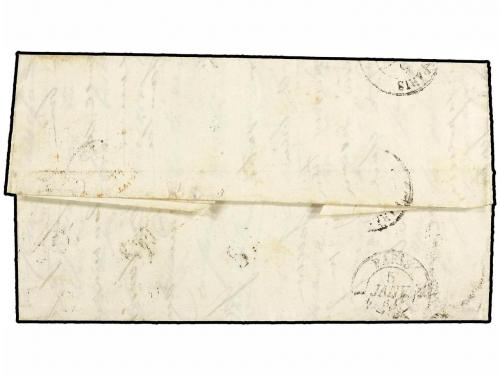 ✉ ESPAÑA. Ed. 52, 55. 1861. MADRID a PARIS. 4 cuartos amaril