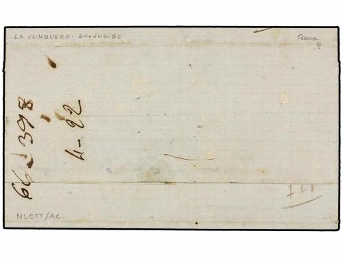 ✉ ESPAÑA. Ed. 82. 1866. LA JUNQUERA a PERPIGNAN. 12 cuartos 