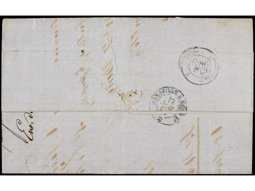 ✉ ESPAÑA. Ed. 59. 1862. MÁLAGA a LYON. 12 cuartos azul circu
