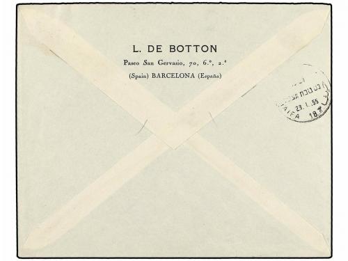 ✉ ESPAÑA. Ed. 1075/82. 1955. BARCELONA a HAIFA (Israel). Ser