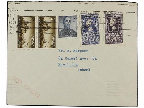 ✉ ESPAÑA. Ed. 1075/82. 1955. BARCELONA a HAIFA (Israel). Ser