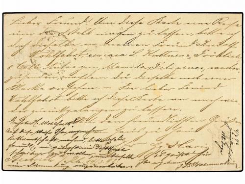 ✉ FILIPINAS. 1892. German 10 pfg. stationary card from BIEBR