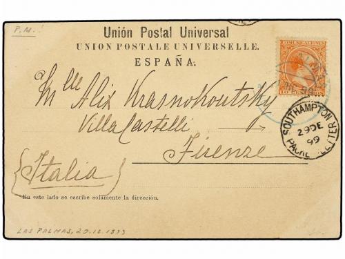 SALUDOS DE LAS PALMAS. Circulada con sello de 10 cts. CANARI