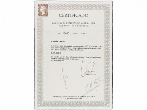 * ESPAÑA. Ed. 268H. 5 cts. azul CAMBIO DE COLOR con habilita