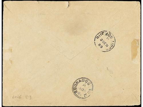 ✉ ESPAÑA. Ed. 205 (2). 1889. CÁDIZ a BUENOS AIRES. 40 cts. c