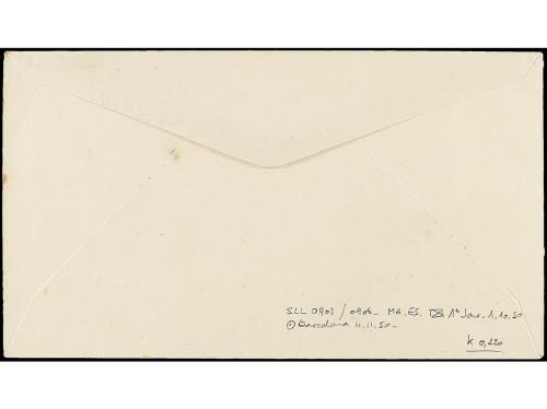 ✉ ESPAÑA. Ed. 1048A (2). 1950. 25 cts. lila oscuro de sellos