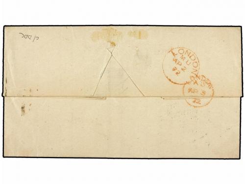 ✉ PUERTO RICO. 1872. PONCE a LONDRES. Marca de encaminador F