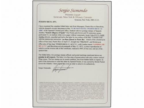 ✉ COLONIAS ESPAÑOLAS: PUERTO RICO. Ant. 23,24. 1871. MAYAGUE