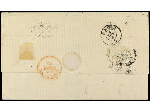 ✉ PUERTO RICO. Ant. 22 (4). 1872. SAN JUAN a CADIZ. 25 cts. 