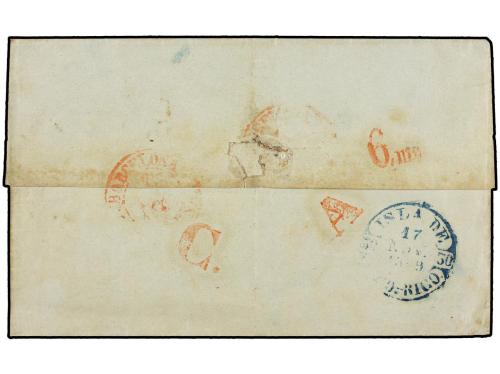 ✉ PUERTO RICO. 1849. NAGUABO a BARCELONA. Envuelta, marca en