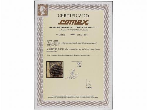 ° ESPAÑA. Ed. 34. 1 real azul. Borde izquierdo de hoja. MAGN