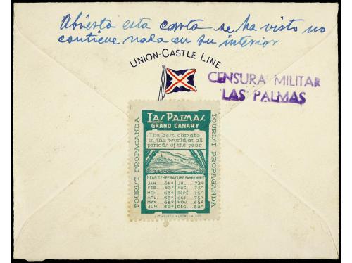 ✉ ESPAÑA. Ed. 822, 823. 1937. LAS PALMAS a LONDRES. 25 cts. 