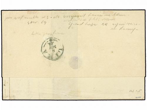 ✉ ECUADOR. Yv. 3(2). 1869. GUAYAQUIL a LIMA. 1 real amarillo