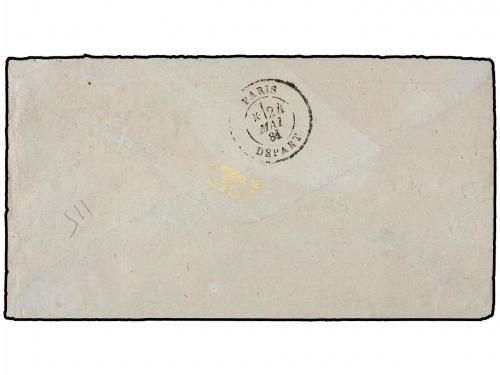 ✉ COLOMBIA. 1881. SANANILLA a FRANCIA. Circulada con sello f