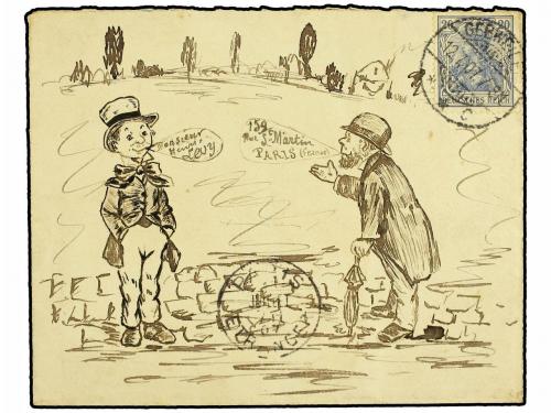 ✉ ALEMANIA. 1907 (July 12). Delightful hand-illustrated cove