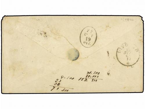 ✉ PORTUGAL. Af. 18. 1865 (Oct. 12). Cover to LIVORNO (Italy)