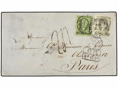 ✉ MEXICO. Sc. 7,8. 1863. MEXICO a PARÍS. 1 real negro s. ver
