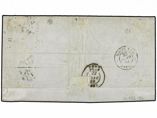 ✉ FRANCIA. Yv. 7. 1849 (20 Janvier). PARIS à LYON. 1 fr. ver