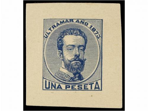 * CUBA. Ed. 25/27. 1873. PRUEBAS DE PUNZÓN. 12 ctvos. azul, 