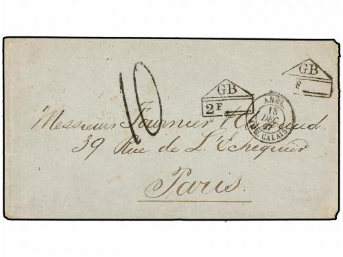 ✉ JAMAICA. 1867. Cover to PARIS sent unpaid struck on revers