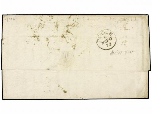 ✉ PORTUGAL. Sc. 31, 46. 1872 (Nov. 15). Cover from LISBON to