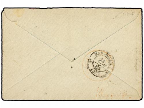 ✉ MALAYA. 1881. SINGAPORE to MARSEILLE. Envelope franked 35c
