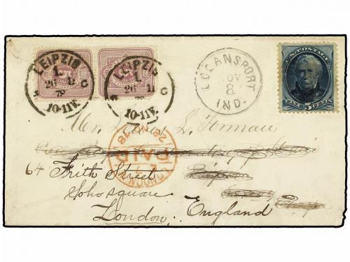 ✉ ALEMANIA. Sc. 179. 1878 (Nov 8). Cover from LOGANSPORT (In